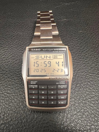 Casio Data Bank Digital Watch With Calculator Function Silver Stainless Steel Band — Japan Import