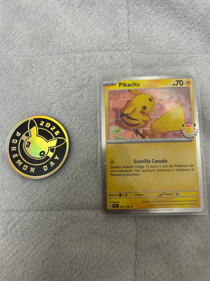 Pokemon Day Limited Edition 30th Anniversary coin with Pikachu number 70 card and card holder Italian version