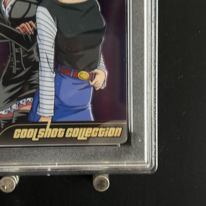 Morinaga 2008 wafer card #015 showing Android 18 and Nico Robin Dragon Ball x One Piece crossover