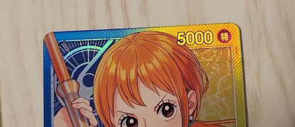 Wano One Piece Ace Leader Parallel Card featuring Nami with special attribute and 5000 power