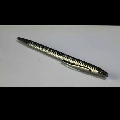 Girosh style gunmetal black chrome twist ballpoint pen with wave-pattern lattice design
