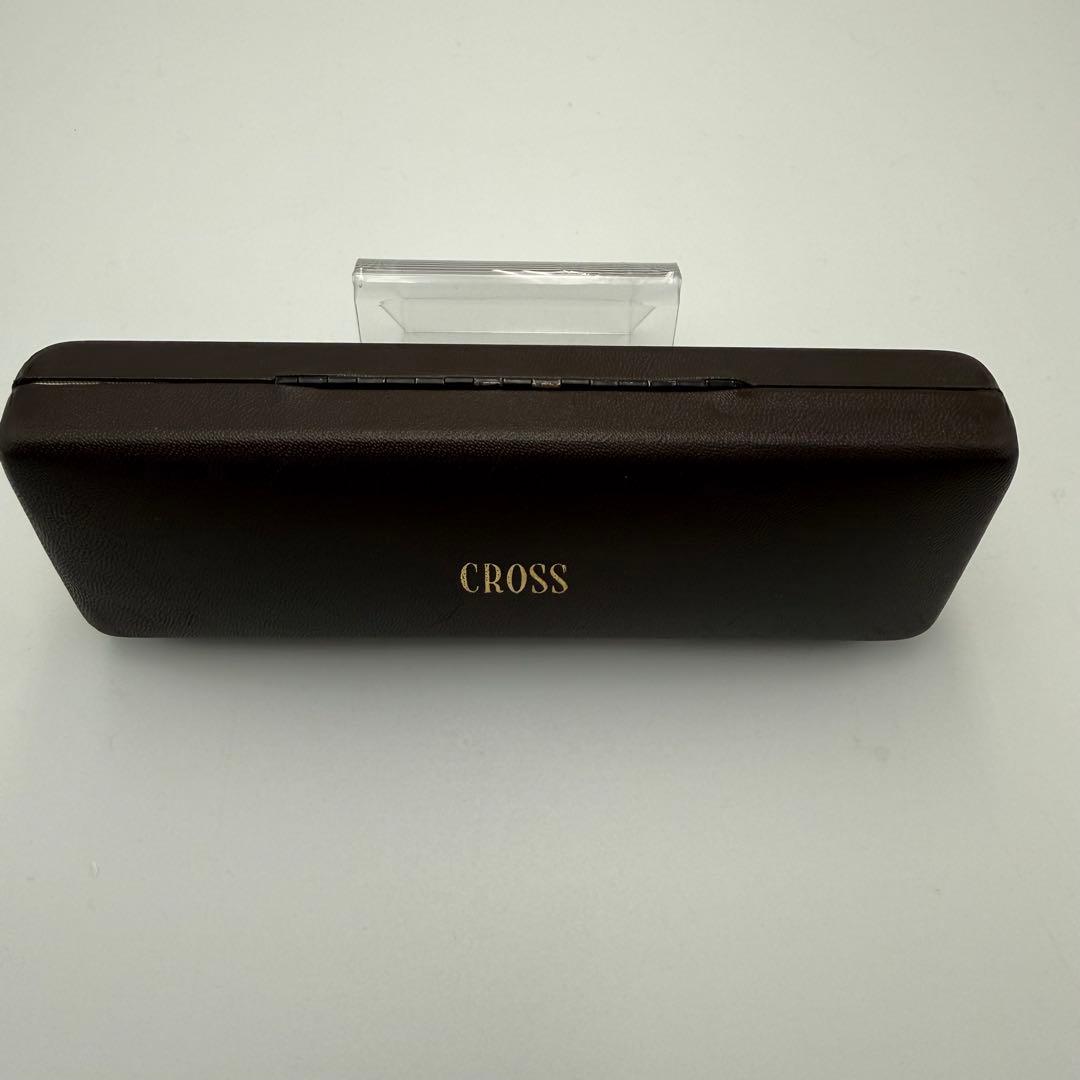 Brown CROSS pen case empty box with gold logo, measuring approximately 6.5 inches by 2.2 inches