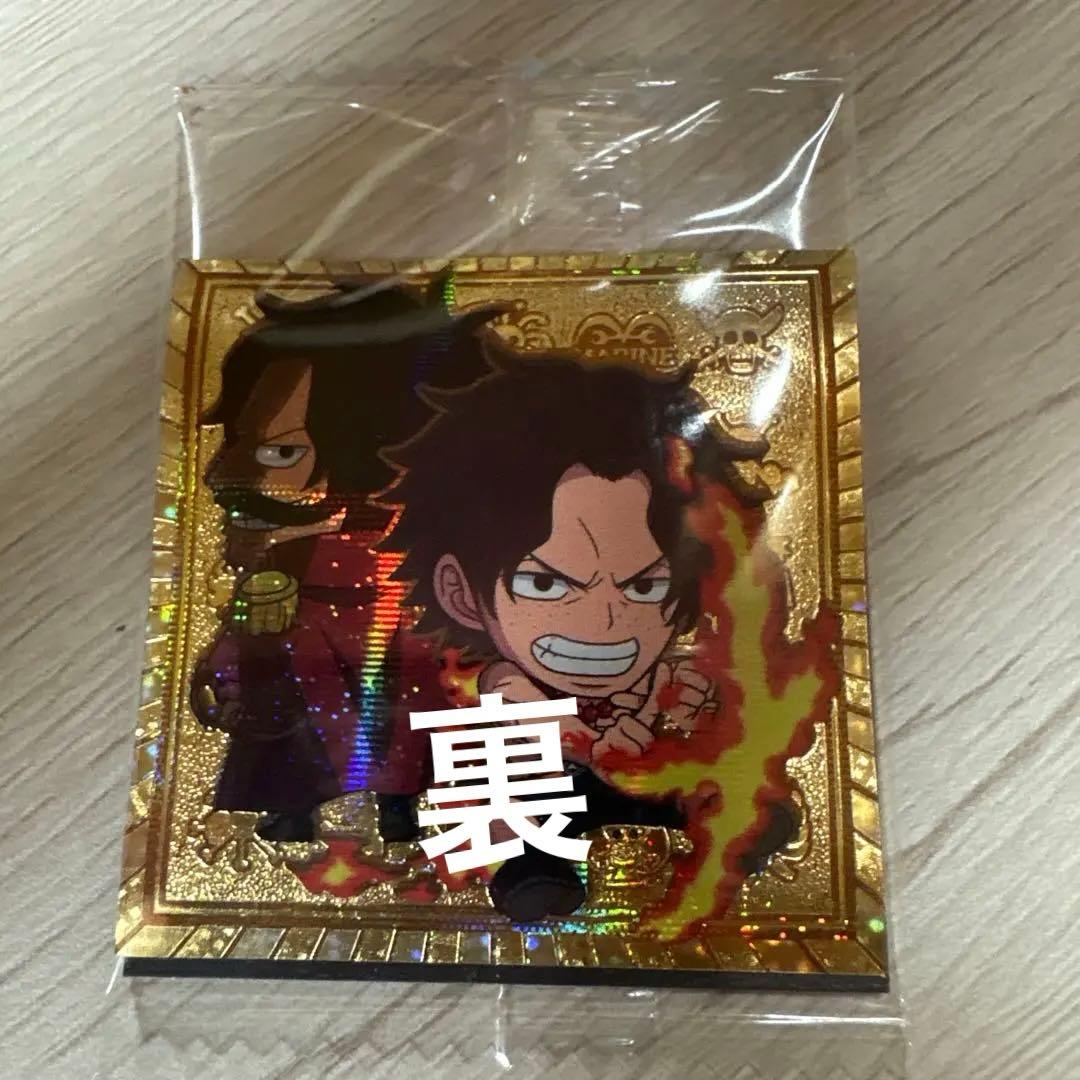 One Piece Weihausen Log 12 wafer seal sheet with Ace, Roger on front and Luffy, Dragon on back