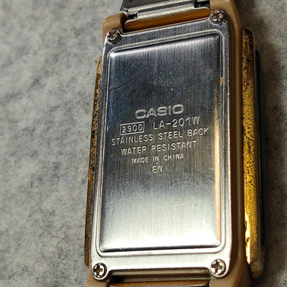 Casio Illuminator LA−201W Gold Watch with Reversed Display — Japan Import
