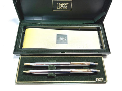 Cross Set Silver Ballpoint Pen and Mechanical Pencil Made in USA