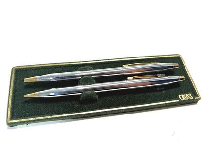 Cross Set Silver Ballpoint Pen and Mechanical Pencil Made in USA