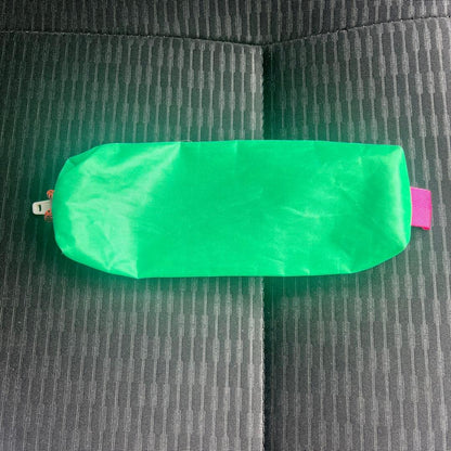 JIB green sailcloth material pen case with zipper closure, bright green color