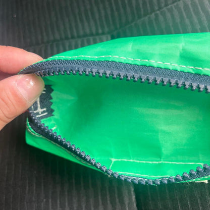 JIB green sailcloth material pen case with zipper closure, bright green color