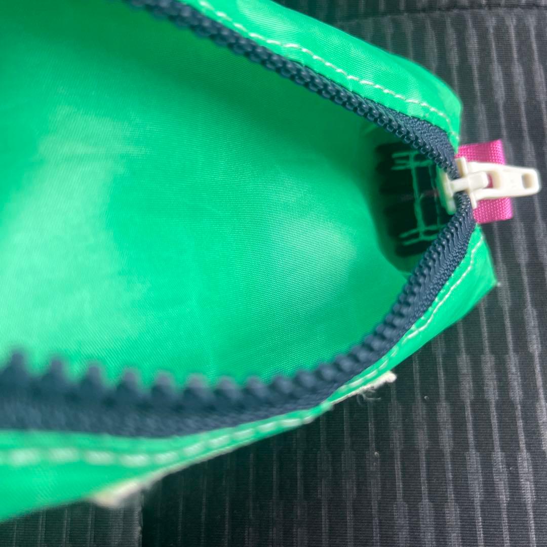 JIB green sailcloth material pen case with zipper closure, bright green color