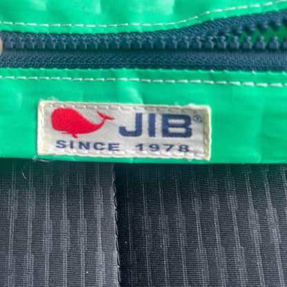 JIB green sailcloth material pen case with zipper closure, bright green color