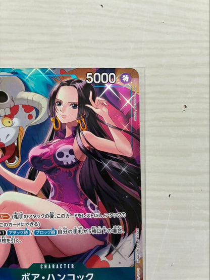 Boa Hancock S R Parallel One Piece trading card displayed in protective sleeve