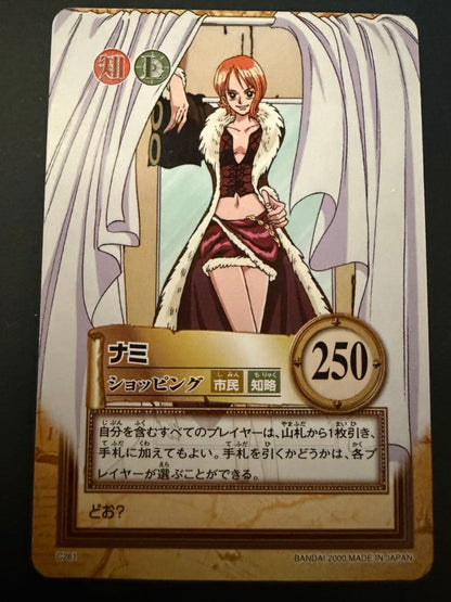One Piece Hyper Battle Carddass Nami trading card in protective loader, Japanese language, used good condition