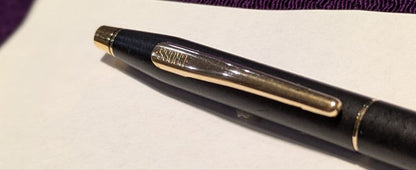 Cross brass ballpoint pen with black matte epoxy resin finish measuring 135mm length