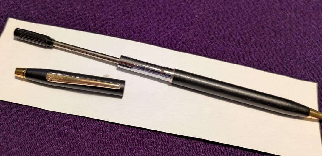 Cross brass ballpoint pen with black matte epoxy resin finish measuring 135mm length