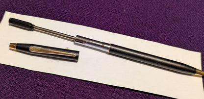 Cross brass ballpoint pen with black matte epoxy resin finish measuring 135mm length