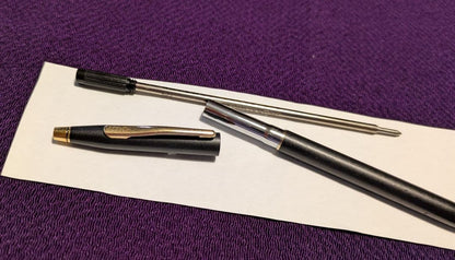 Cross brass ballpoint pen with black matte epoxy resin finish measuring 135mm length