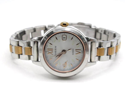 Casio Sheen Radio-Controlled Solar Watch Natural Garden Design Silver Gold