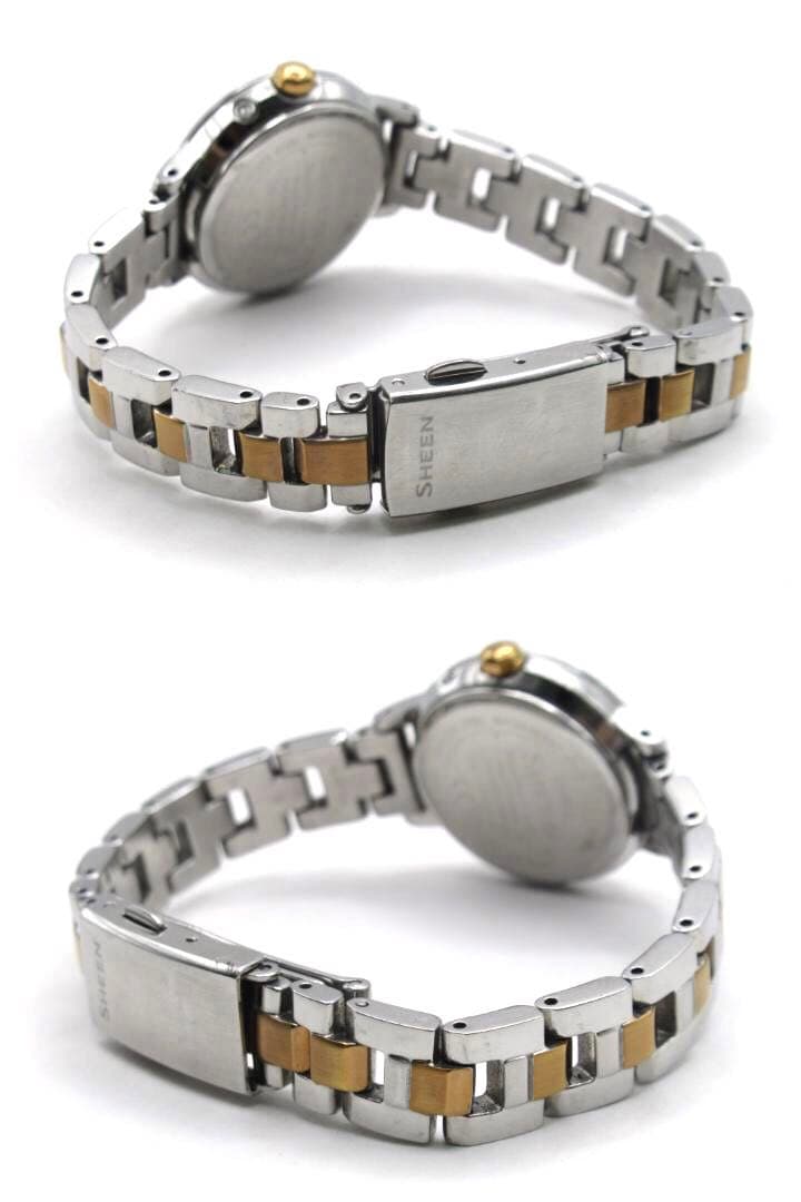 Casio Sheen Radio-Controlled Solar Watch Natural Garden Design Silver Gold