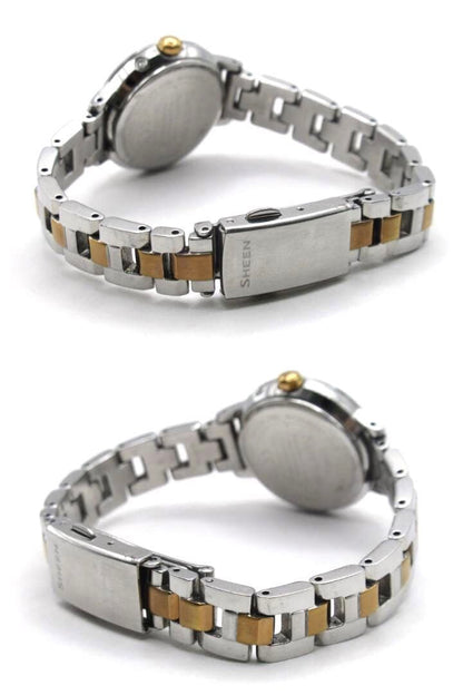 Casio Sheen Radio-Controlled Solar Watch Natural Garden Design Silver Gold