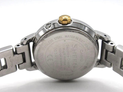 Casio Sheen Radio-Controlled Solar Watch Natural Garden Design Silver Gold