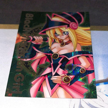 Yugioh Dungeon Dice Monsters Dark Magician Girl card green background secret rare silver text in magnetic loader