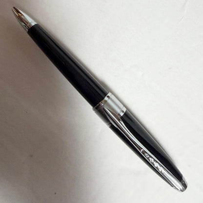 CROSS black ballpoint pen with chrome trim and dedicated case, Japan import, new and unused