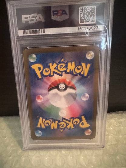 Bandai Mega Rayquaza EX trading card graded PSA 10 from Japan, glossy surface, collectible Pokémon card