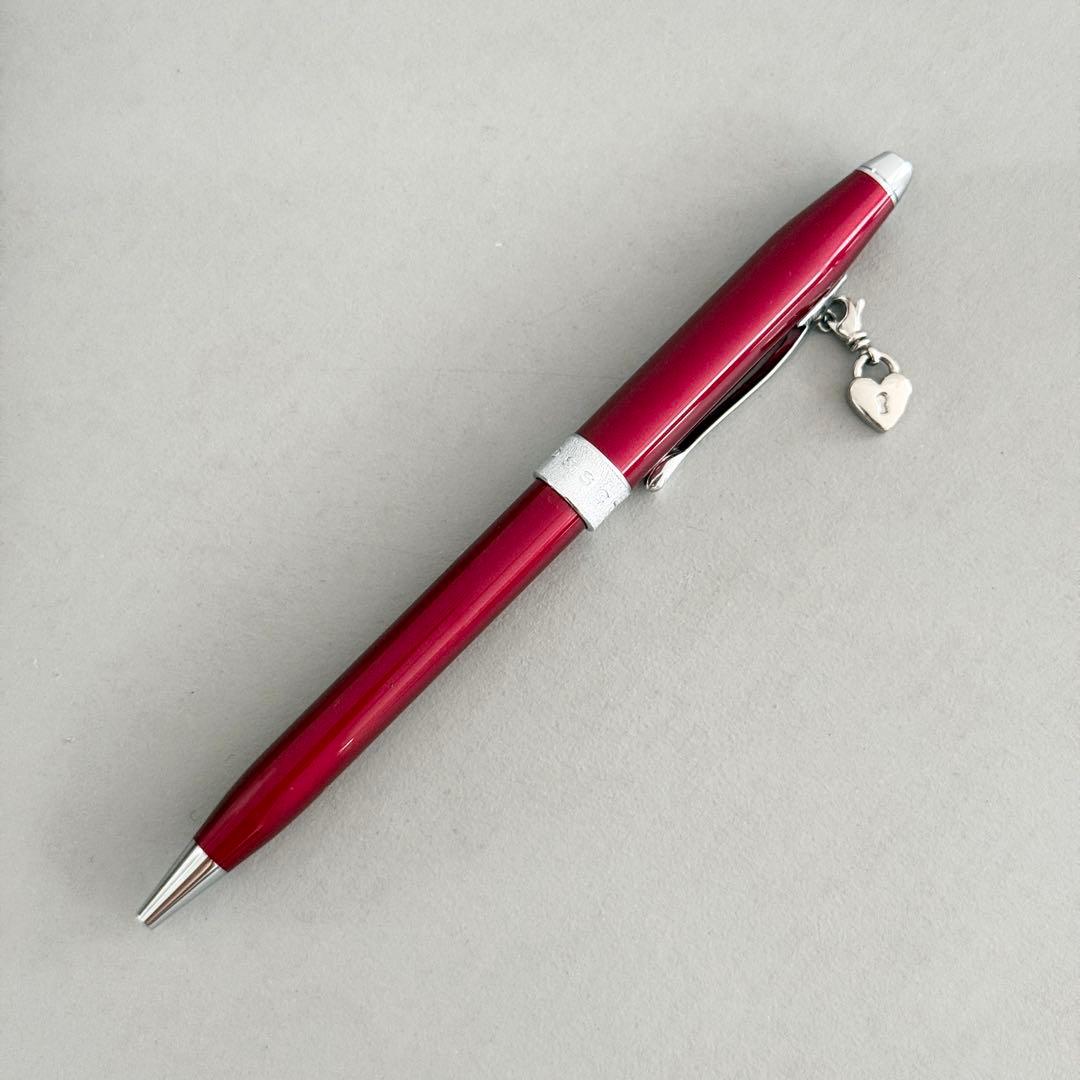 Cross Sensament Scarlet Red Model AT0412-3 Pen with Heart Charm and Box — Japan Import