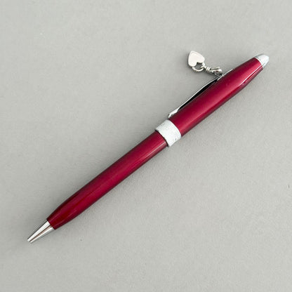 Cross Sensament Scarlet Red Model AT0412-3 Pen with Heart Charm and Box — Japan Import