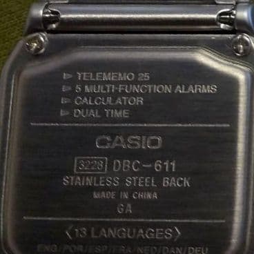 Casio Data Bank DBC 611 Digital Watch Silver