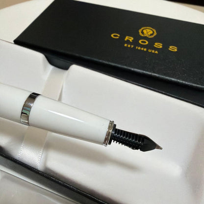 Cross White Ink Pen with Silver Accents and Black Ink Cartridges