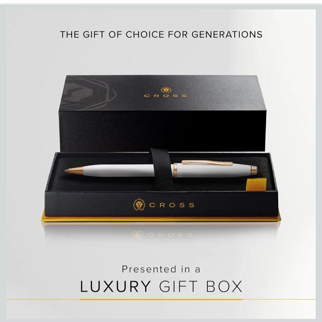 Cross Century II Pearl White Lacquer Ballpoint Pen Model with Premium Gift Box and Shipper