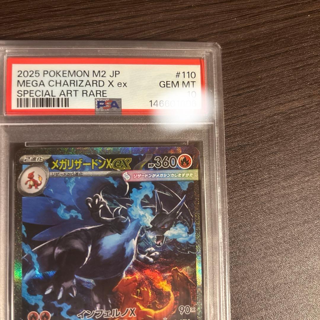 Mega Rayquaza EX SAR PSA10 graded collector card displayed in a premium display frame