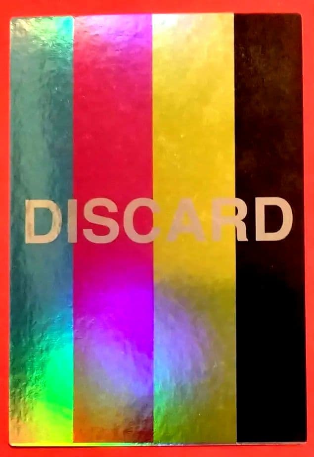 Japanese test print Holorama card error with colorful glitter, hologram elements, and discard display in used condition