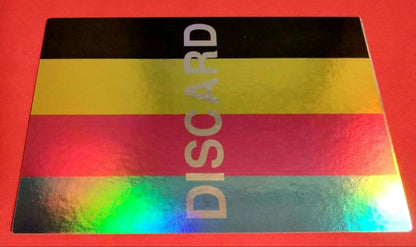Japanese test print Holorama card error with colorful glitter, hologram elements, and discard display in used condition
