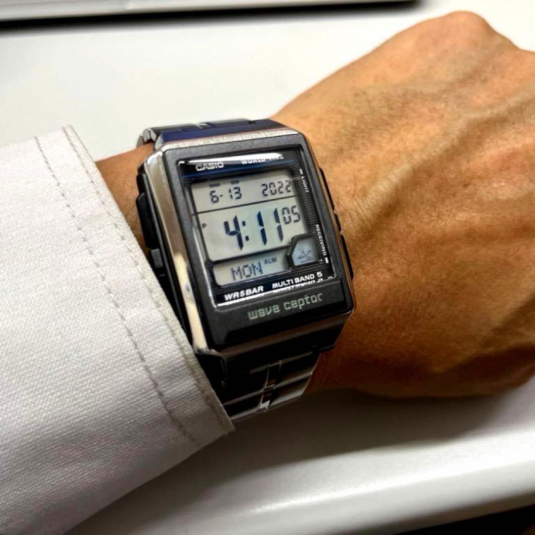 Casio Digital Watch with Radio Control Silver Model Japan Import
