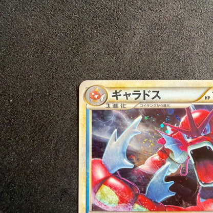 Japanese Pokemon trading card Gyarados PROMO 004/L-P with central swirl holo effect