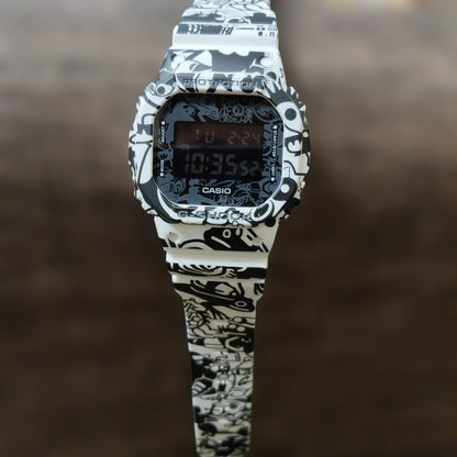 Casio G-Shock G-SHOCK DW-5600GU-7JR White Black Graphic Print Watch — Japan Import