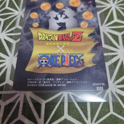Dragon Ball One Piece 40th Anniversary Broly & Franky collaboration card with minor back scratches in cardboard box