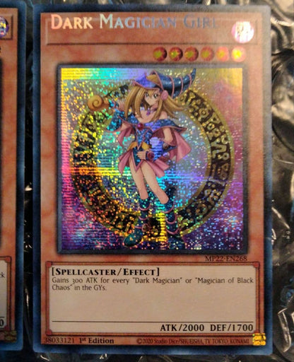Bandai MP22-EN268 Mystical Error Black Magician Girl Prism Card with large name misalignment and standard version