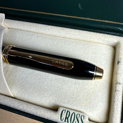 Cross Townsend Black Lacquer Ballpoint Pen with Case