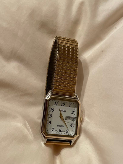 Casio Quartz Watch with Gold and Silver Square Design