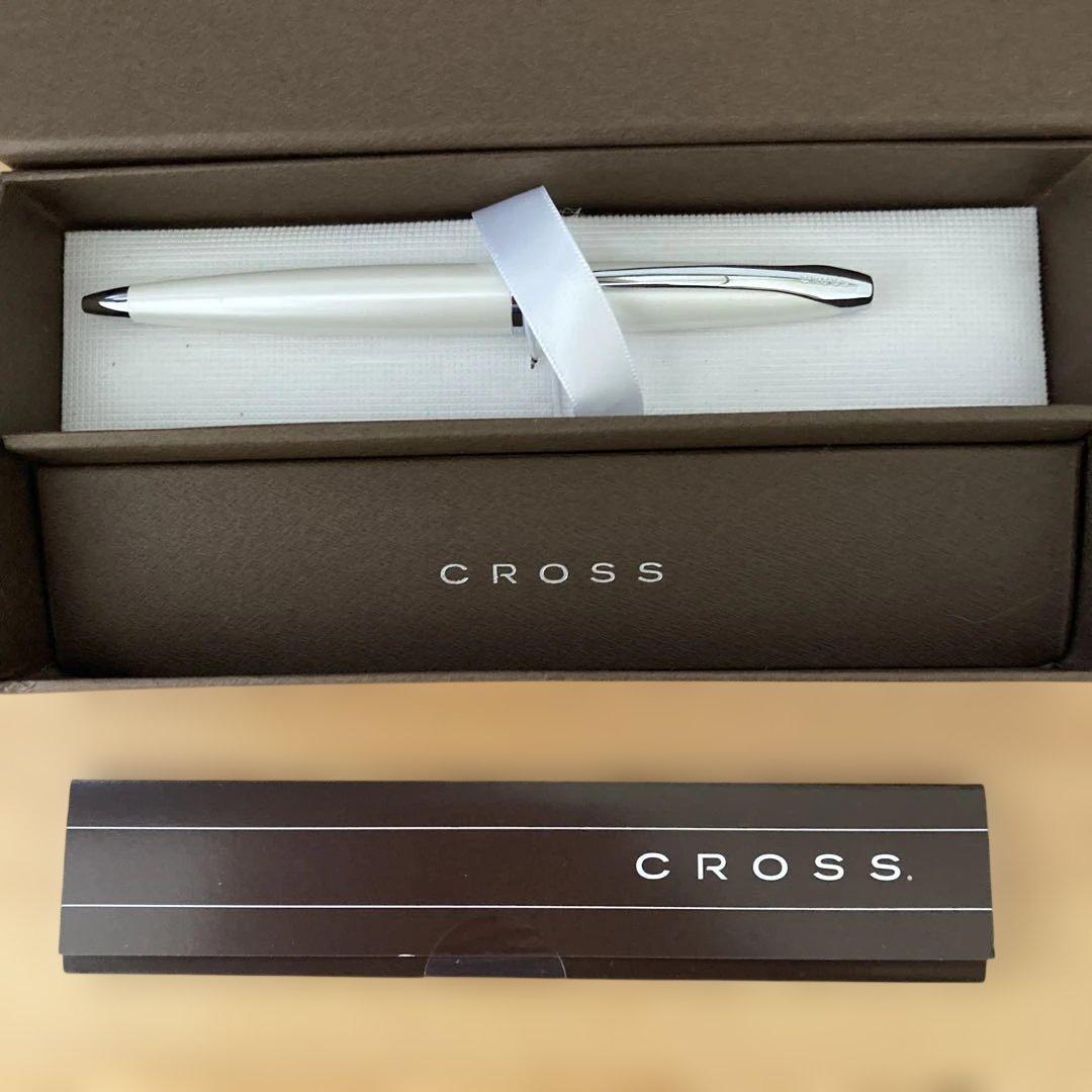 CROSS Twist Ballpoint Pen in white and silver with black ink and twist mechanism, 5.3 inches long