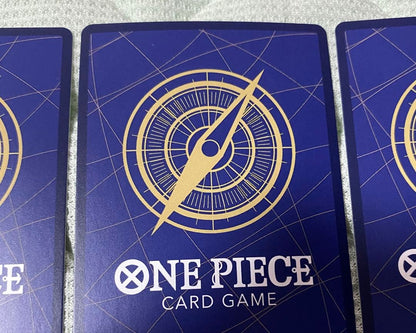 Bandai One Piece trading card set with Monkey D Luffy Zoro Trafalgar Law featuring three cards from Japan