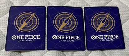 Bandai One Piece trading card set with Monkey D Luffy Zoro Trafalgar Law featuring three cards from Japan