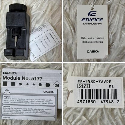 Casio Edifice Ef-558d-7av Analog Watch with Box and Adjustment Tools — Japan Import