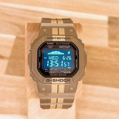 Casio G-Shock GWX-5600WB Solar Radio Wave Watch with Wooden Finish Rare Discontinued