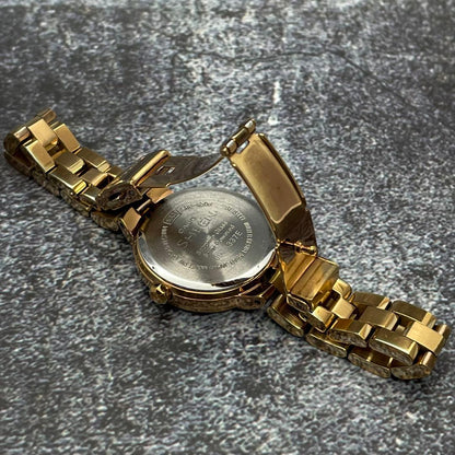 Casio Sheen Ladies Watch Solar Movement Gold Round Dial with Linen Stones — Japan Import
