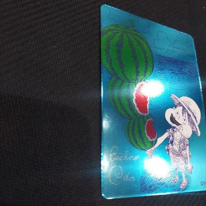 Signed Metacara One Piece Monkey D. Luffy card from Shueisha Natsucomi 2026, Japan import, waterproof and bend-protected