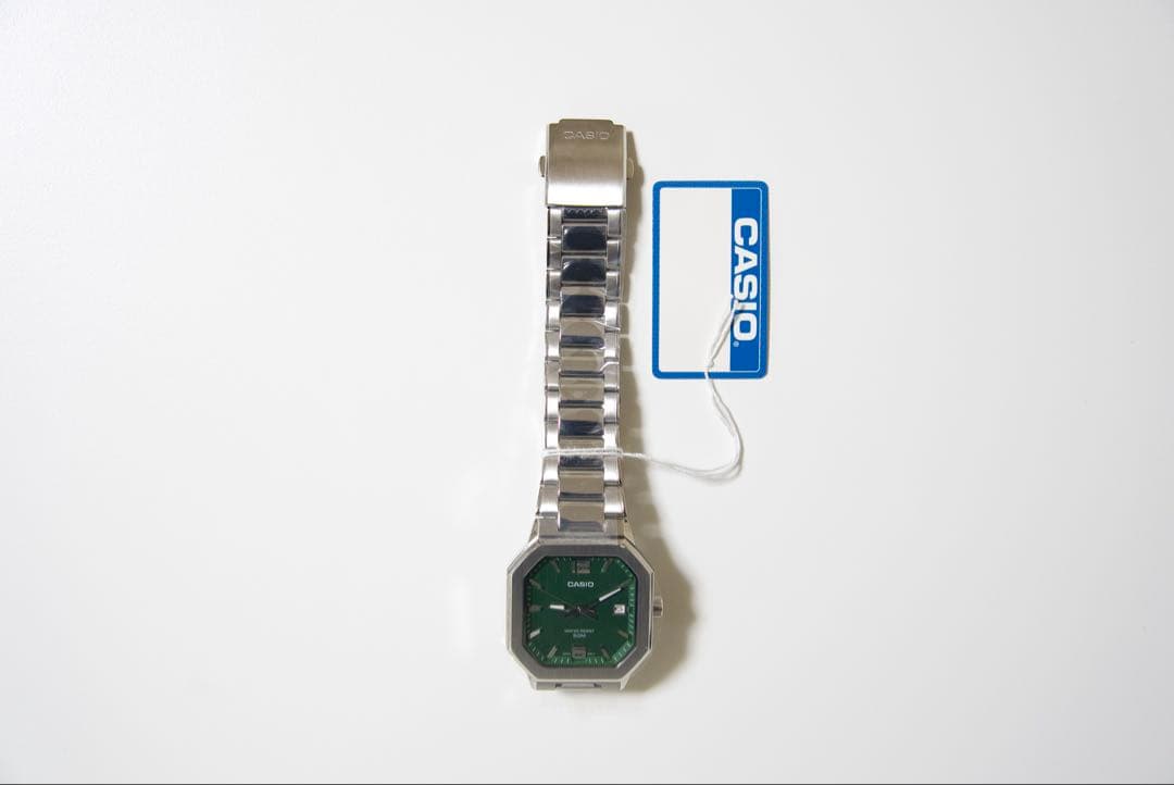 Casio MTP-B195D-3A Green Watch with Octagonal Metal Bezel — Japan Import